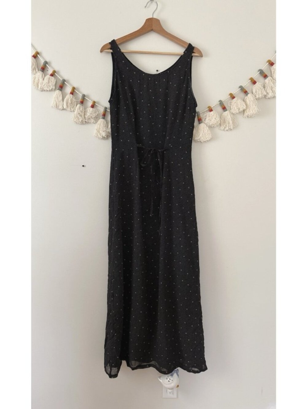 VTG  Zara Classic Elements Ditsy Floral Dot Slip Maxi Dress 90s Y2K Minimalist 8